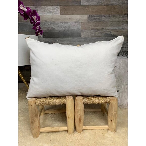 Vintage Moroccan Wedding Blanket Pillow Berber Handira 03YS00353 - Picture 9 of 10